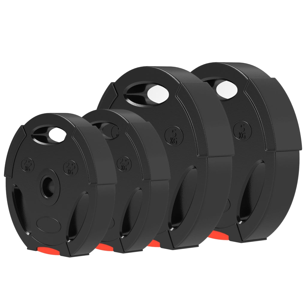 Kit Pesi con 2 Dischi da 5 kg e 2 Dischi da 2.5 kg in Polipropilene e Sabbia, ?27x4.5 cm e ?24x3.5 cm, Nero