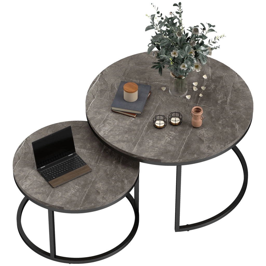 Tavolino da caff¨¨ gigogne ¨C zephmum ¨C grigio metallo effetto cemento