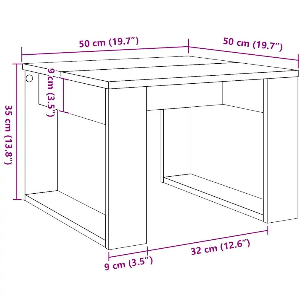 Tavolino da Salotto-Tavolino da soggiorno-Tavolo Rovere Artigianale 50x50x35cm in Truciolato