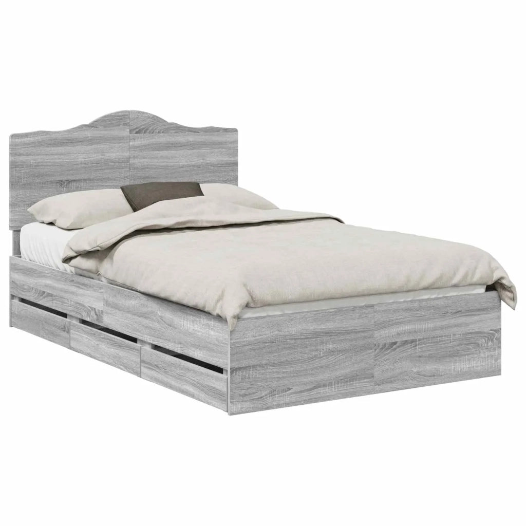 Struttura del letto con cassetto Sonoma grigia 120 x 190 cm