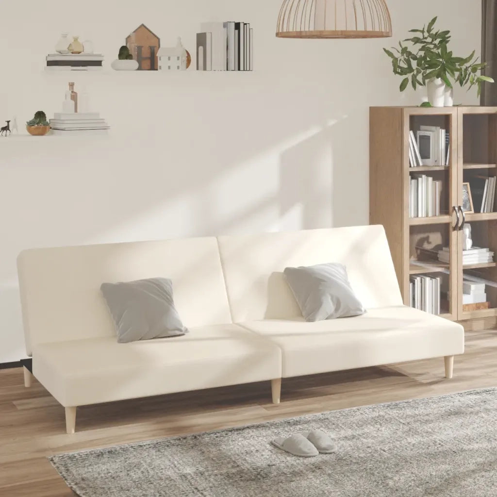 Divano letto | Sof¨¤ letto | Letto singolo a 2 Posti Crema in Tessuto