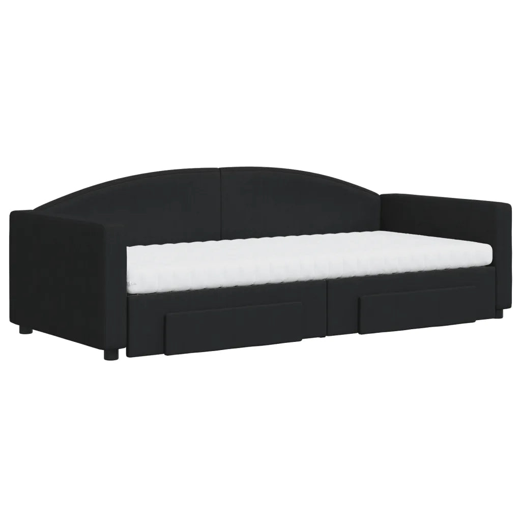 Divano Letto Estraibile con Cassetti Nero 90x200 cm in Tessuto 3197244