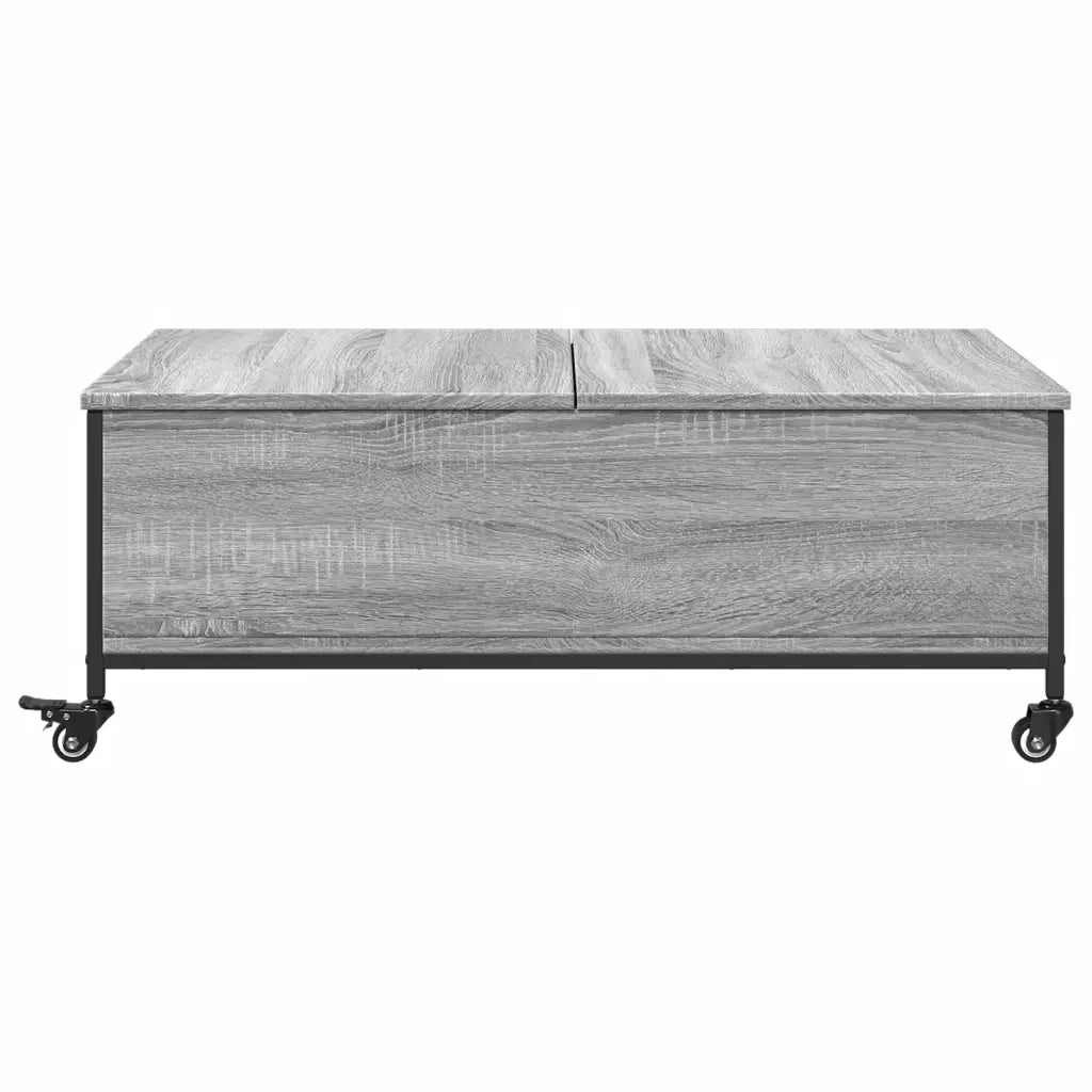 Tavolino da salotto | Tavolino da caff¨¨ | Tavolino da Soggiorno con Ruote Grigio Sonoma 91x55x34 cm Legno Multistrato