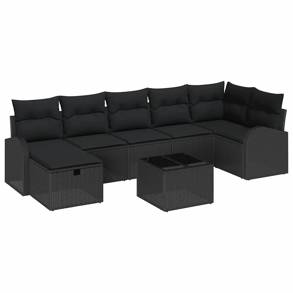 Set Divano da Giardino con cuscino 8 pcs Nero Poly Rattan 3360444