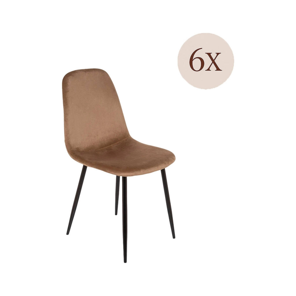 Set di 6 sedie Arter, Poltrona rivestita in velluto, Sedia da pranzo imbottita, Seduta per riunioni, 45x56h87 cm, Beige