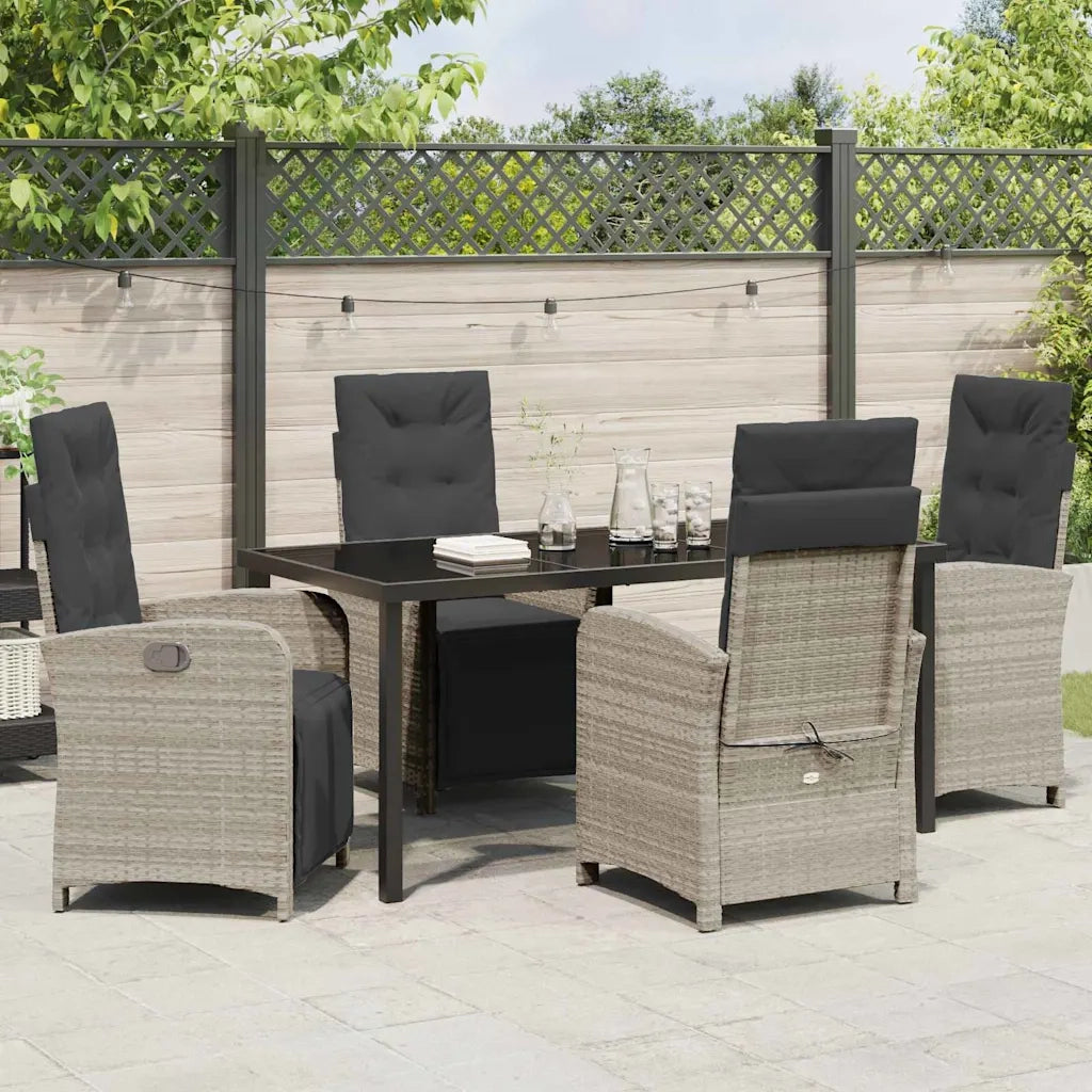 Set da Pranzo per Giardino 5 pcs Grigio chiaro polyrattan 3380347
