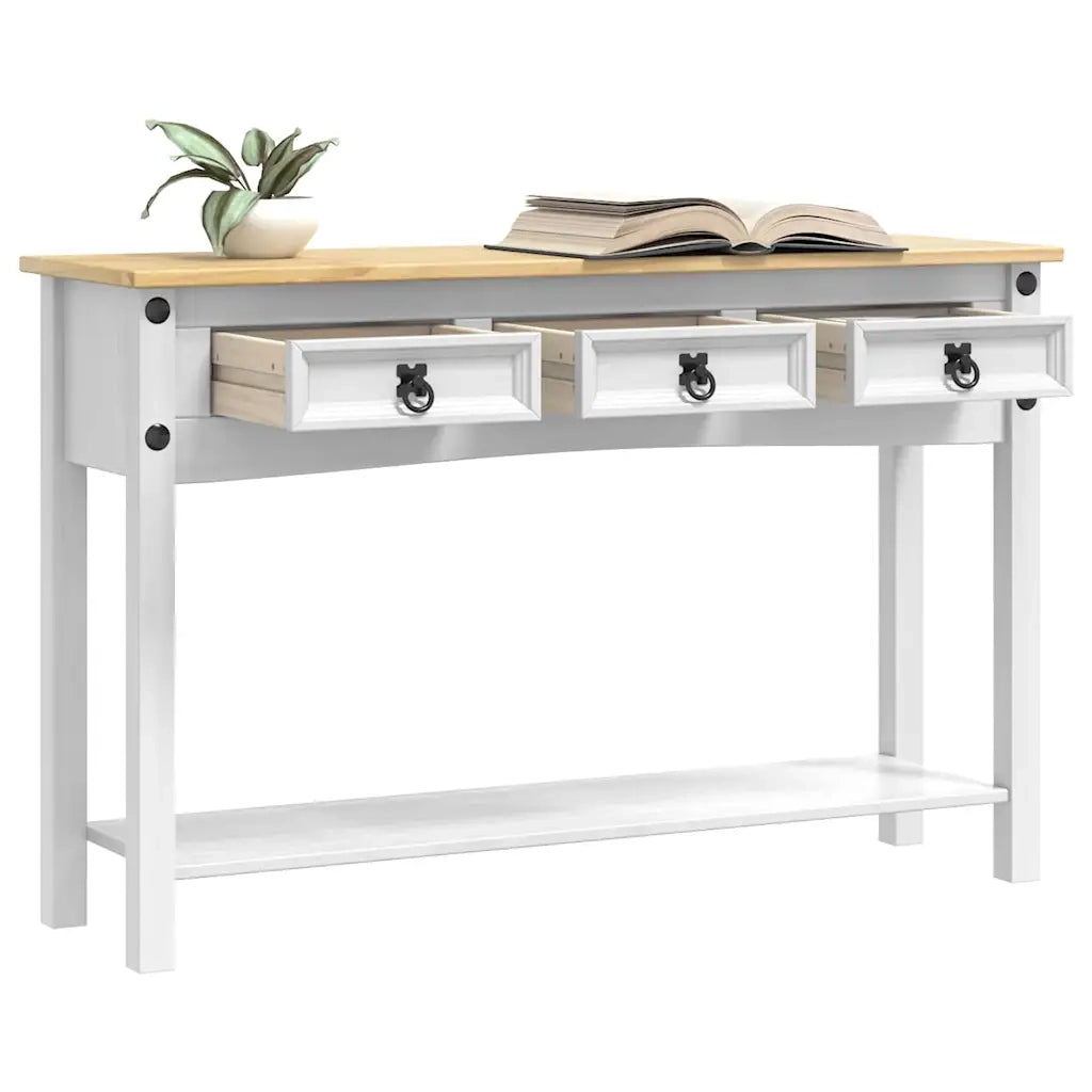 Tavolino | Tavolo laterale Corona Bianco 114 x 34,5 x 73 cm Pino massello