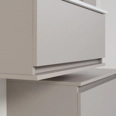 Mobile bagno sospeso tortora 90x47 cm con specchio e ceramica inclusi