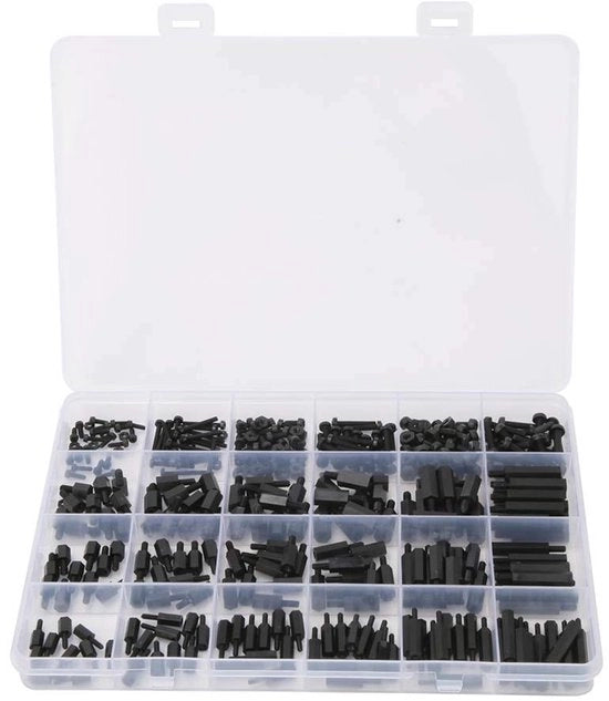 Kit di supporti a treccia a distanza in nylon con viti M2 M2.5 M3 - 360 pezzi - Ideale per il fai da te