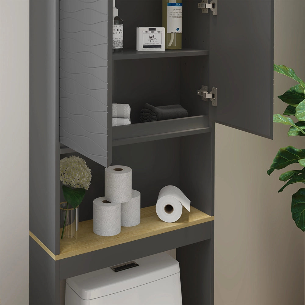 Vicco Set di mobili da bagno Antracite/quercia 3 parti