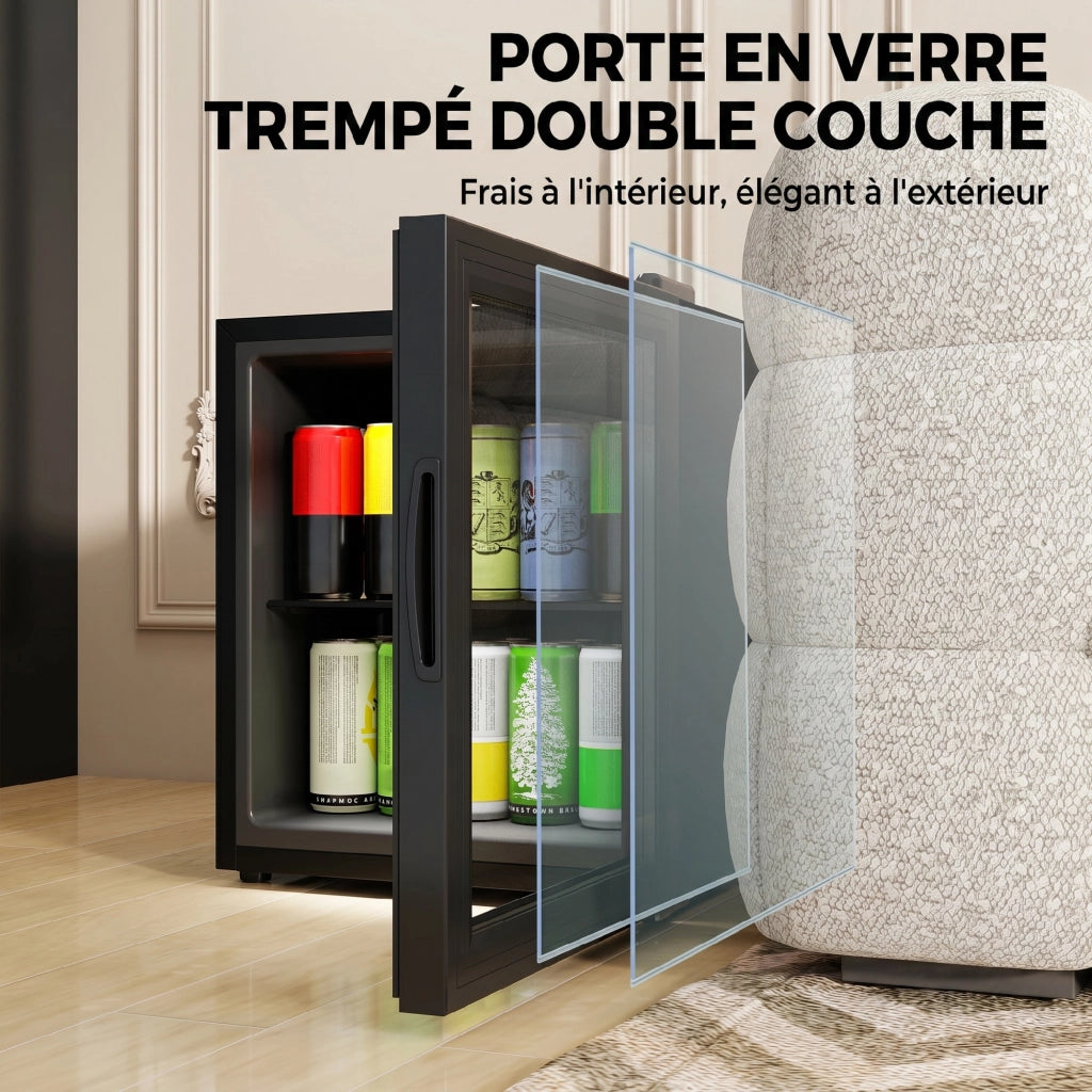 Frigorifero da Ufficio 46L ¨C Zephmum ¨C Nero, Vetro Temperato, Doppia Porta