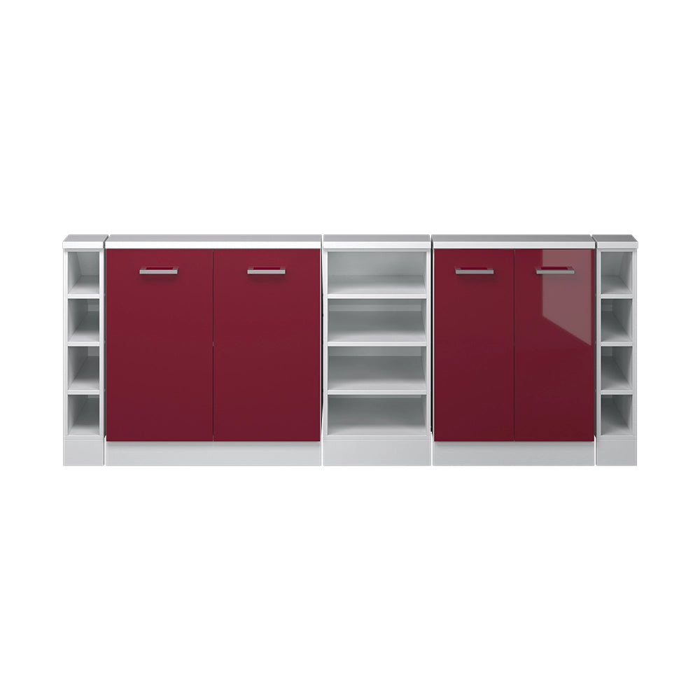 Set di mobili sottotetto Rion Rosso lucido/Bianco Set di 5 Vicco