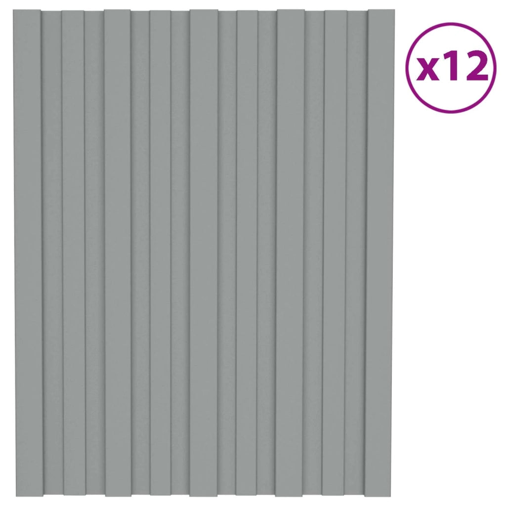 Pannello per tetto 12 pz Grigio 60 x 45 cm Acciaio zincato CFW6995112