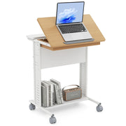 Scrivania portatile con ruote 60 x 50 x 75-96 cm con piano inclinabile a 6 livelli stile scandinavo legno naturale 20_0010940