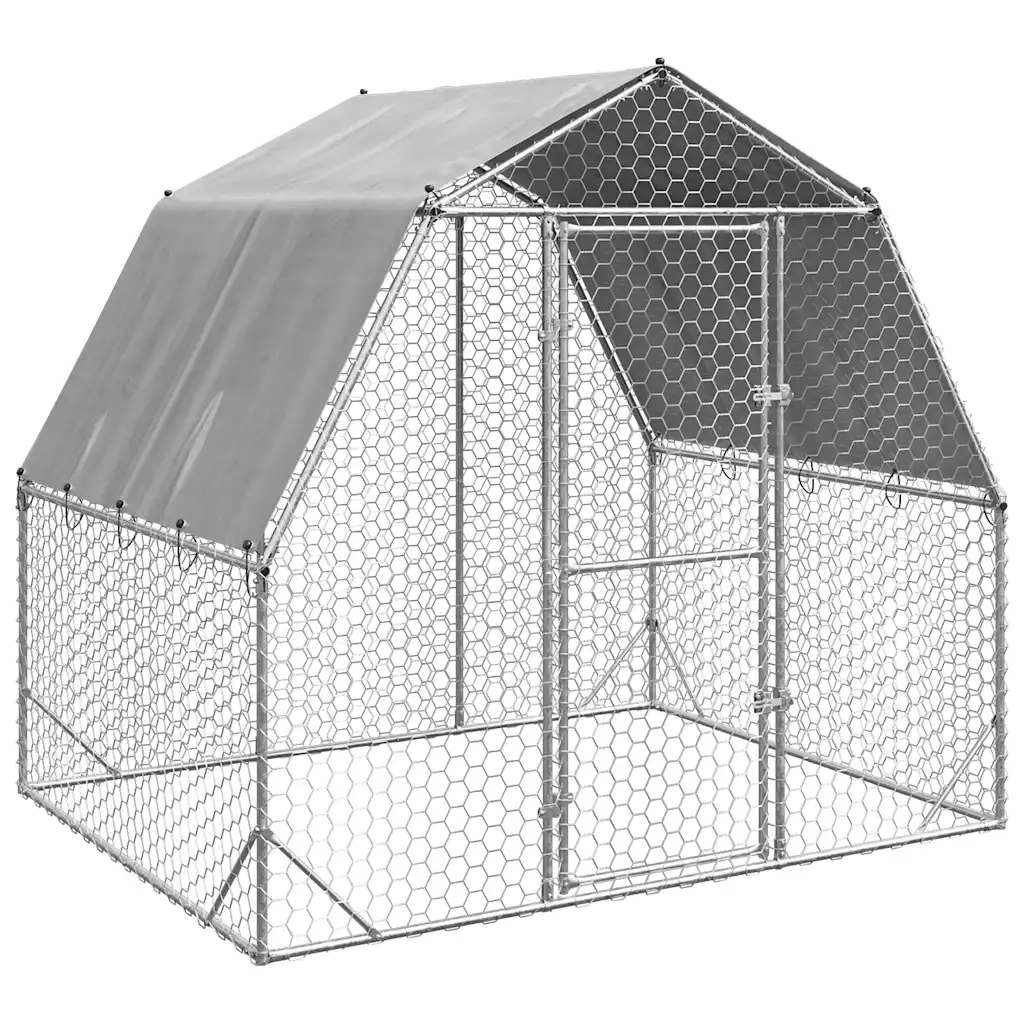 Recinto per Polli con Tetto 2,5x2x2,25 m in Acciaio Zincato CFW5287625
