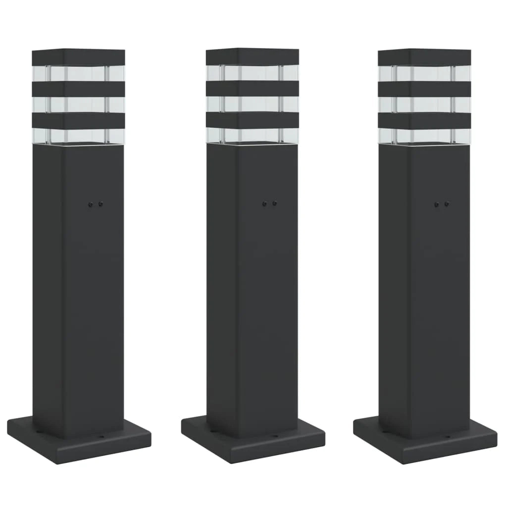 Lampade da terra per esterno con presa 3 pz 50 cm alluminio nero 02_0042570