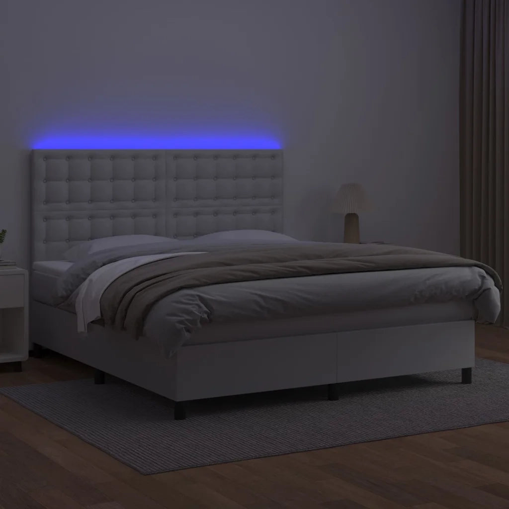 Giroletto Molle con Materasso e LED Bianco 180x200cm Similpelle 3135958