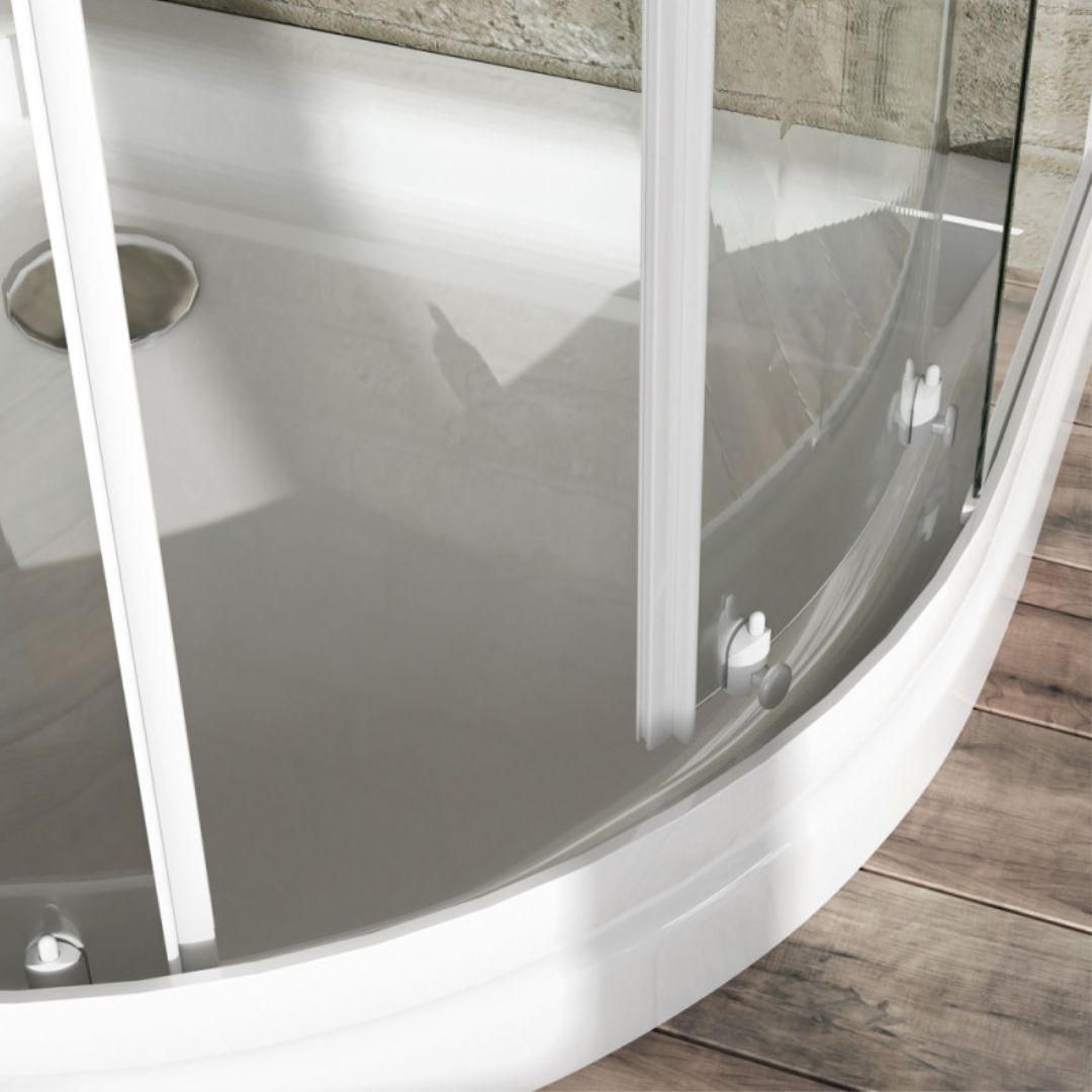 Ogomondo box doccia semicircolare bianco due ante cristallo temprato *** misure 87-89,5x87-89,5xh185 cm trasparente, ...