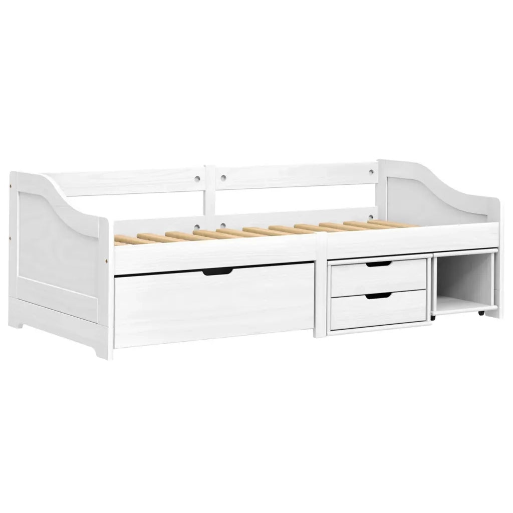 Dormeuse 3 Cassetti Bianca 90x200 cm Legno Massello Pino IRUN 3185214