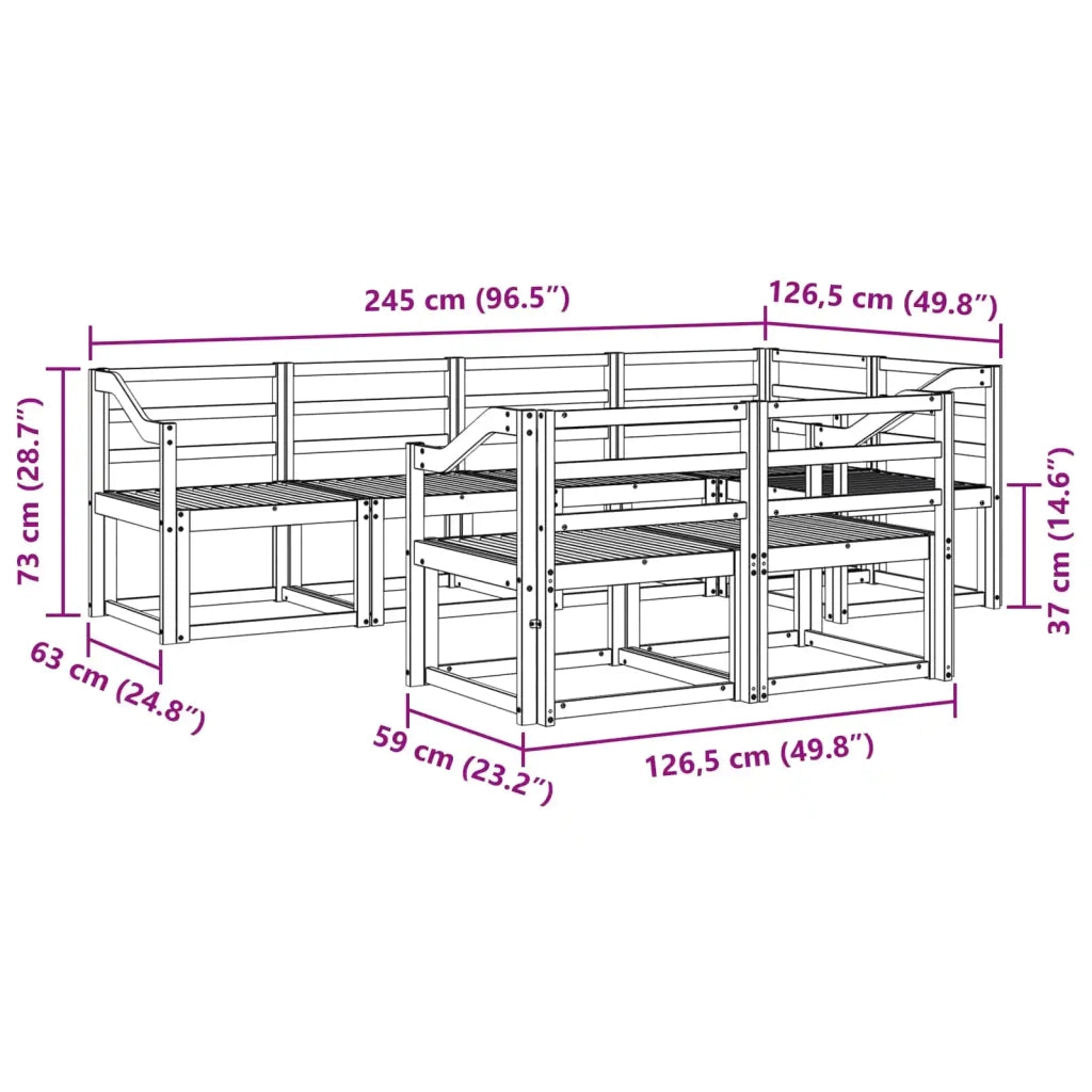 Set di divani da esterno 7 pcs Naturale