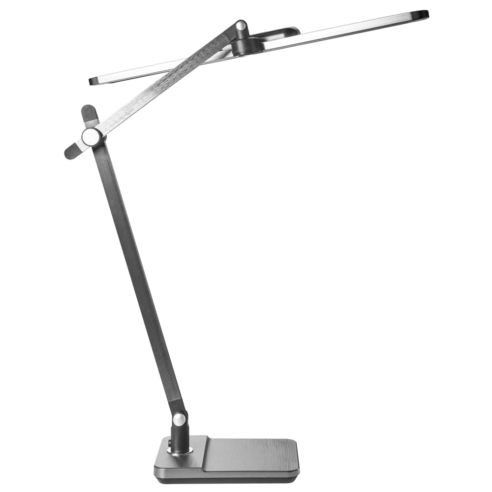 Lampada da scrivania professionale per ufficio grigia illuminazione da tavolo per lettura e computer braccio regolabile dimmer continuo