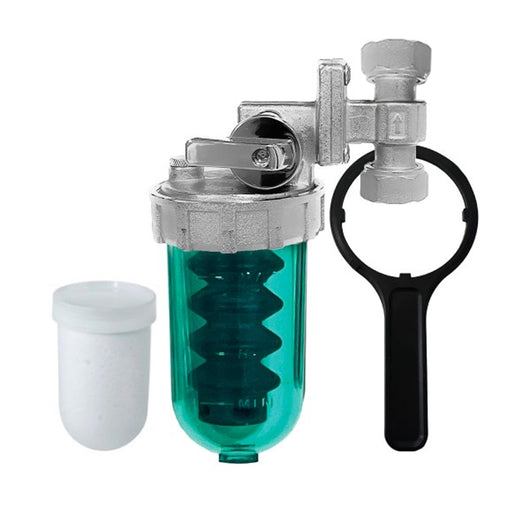 DOSATORE PROPORZIONALE DI POLIFOSFATI FEMMINA FEMMINA 1/2 MODELLO CIAO CAL FISSO CON VALVOLA STOP - F.F. 1/2 - INSTALLAZIONE VERTICALE  - ACQ