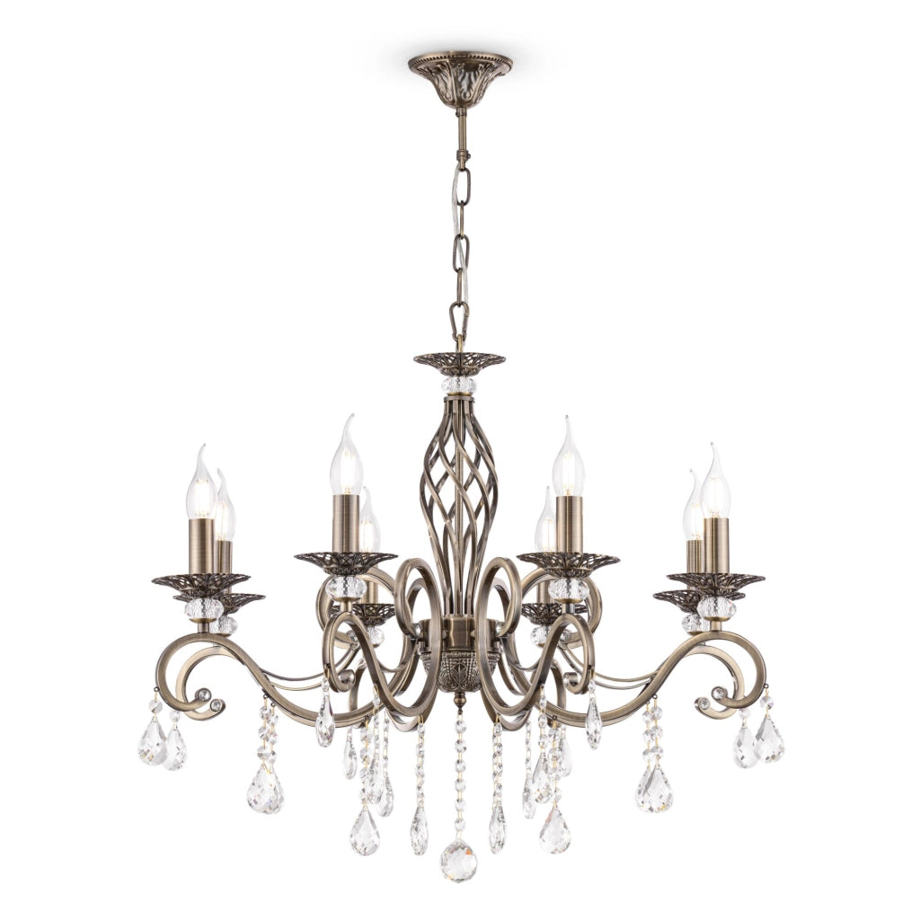 Maytoni Lampadario Classico Grace 8 luci E14 ottone metallo cristallo