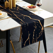 Tavolo da Cucina in Marmo Artificiale 40 x 140 cm con Telaio in Lino e Sottopiatto Antiscivolo