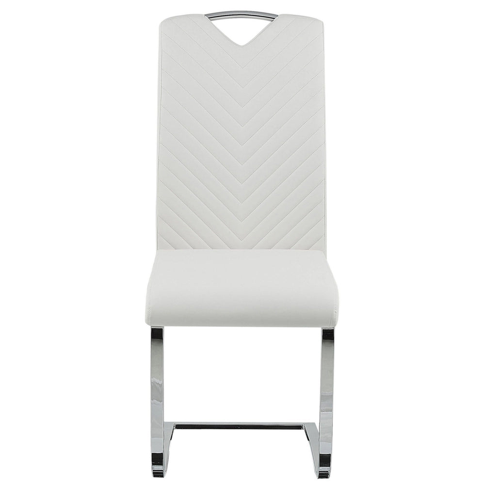 Set di 2 sedie da pranzo bianco sporco con sedile imbottito in ecopelle con schienale alto per sale conferenze a sbalzo moderne