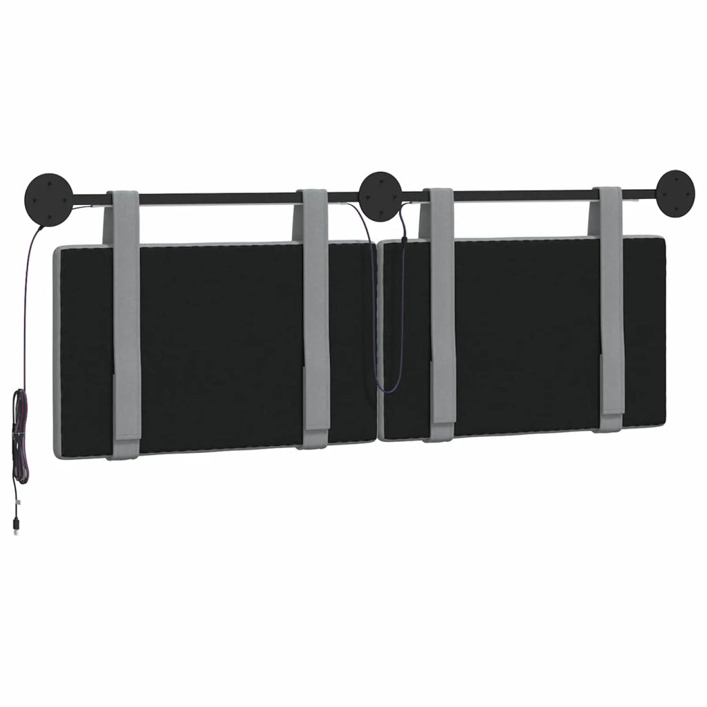 Testiera sospesa Con luce LED Grigio Chiaro Tessuto