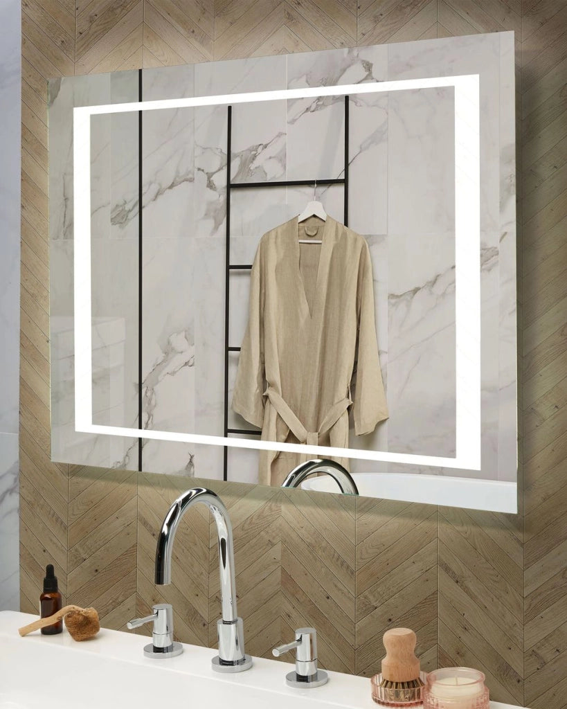 Specchio LED da parete sospeso 60 x 80 cm rettangolare moderno vintage bagno glamour trucco vanità camera da letto
