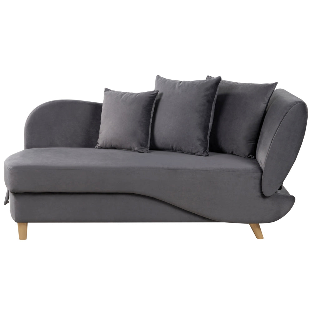 Chaise Longue in velluto grigio scuro lato destro con contenitore stile moderno soggiorno