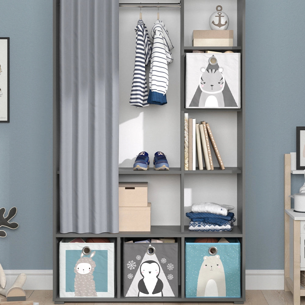 Vicco Guardaroba per bambini Grigio 38 x 178.1 cm Con cassetti pieghevoli (grigio)