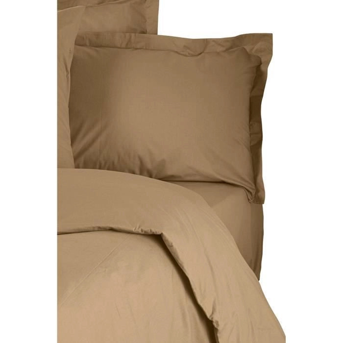 Completo letto - 1 copripiumino 220 x 240 cm + 2 federe 60 x 60 cm - 100% cotone rinforzato - Marrone