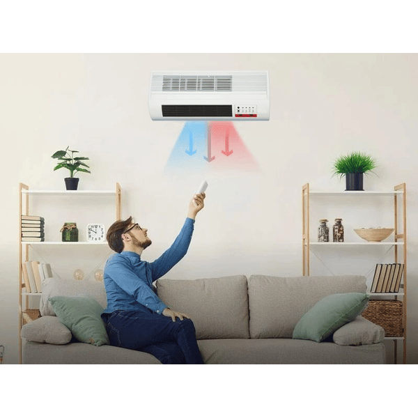 TERMOVENTILATORE A PARETE 2000W CM.50 CON TIMER E TELECOMANDO   cm.50x19x11h.    SYNTESY