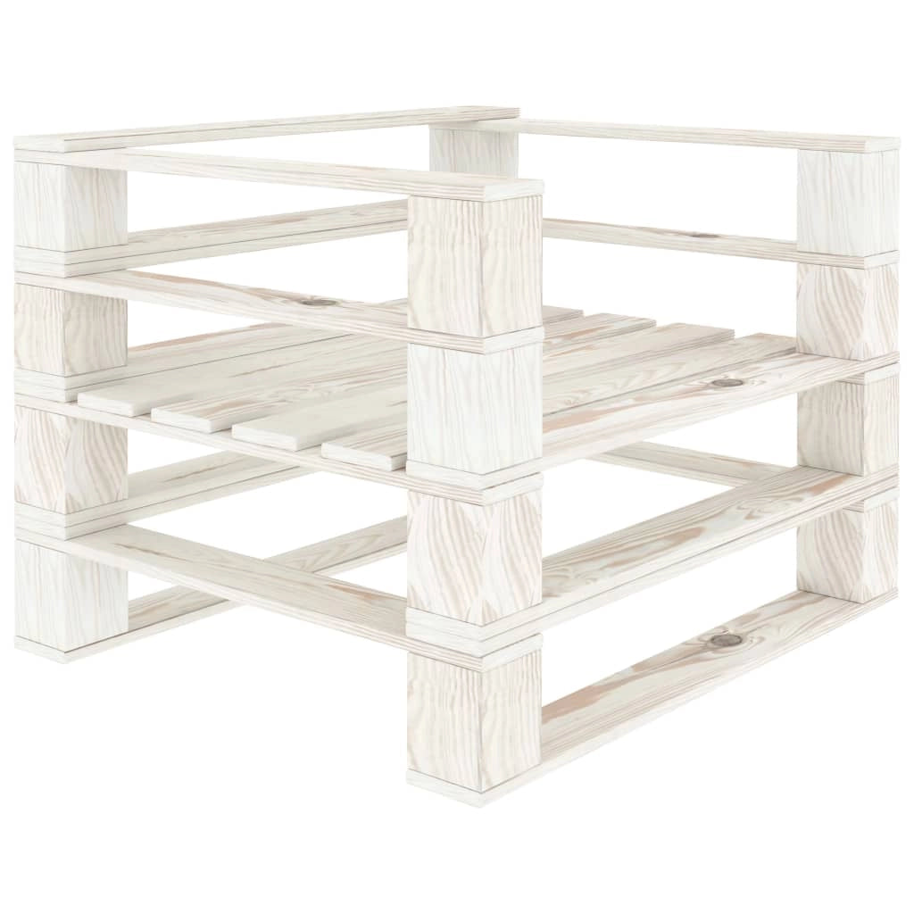 Sedia da giardino in legno con pallet 80 x 67,5 x 60,8 cm bianca 02_0011872