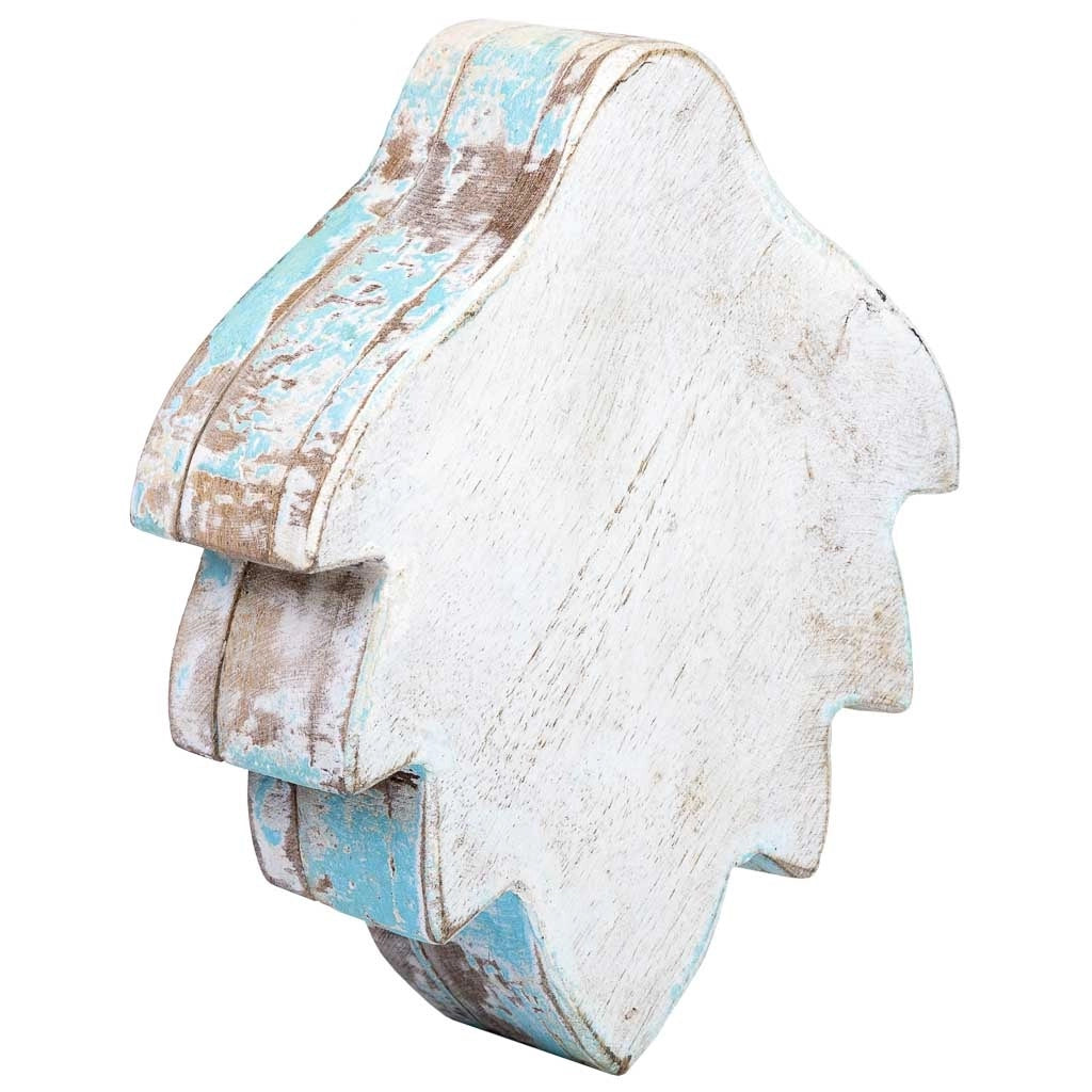 Scatola in legno intagliata con finitura blu anticata realizzata artigianalmente 17x13,5x5h cm