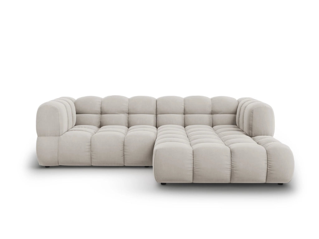 Cosmopolitan Design - Divano angolare modulare destro "Sky" 3 posti in velluto beige chiaro 