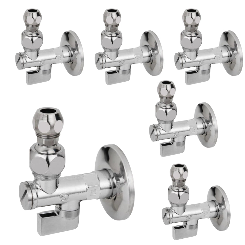 Rubinetto sottolavabo in ottone cromato lucido multipack con filtro smontabile 1/2x3/8x10 mm *** (quantita) pezzi 6, ...