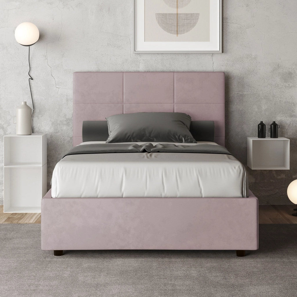 Letto 1 Piazza e Mezzo 120x210 cm con Rete e Contenitore Mika Glicine