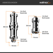 Walimex Set Spigot 4+4 Adattatori per filettatura 3/8“ 1/4” per collegamento accessori foto e video, allestimenti luci servizi fotografici