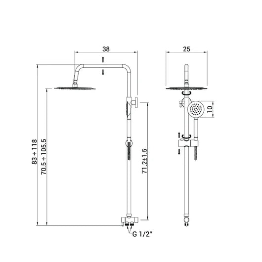 COLONNA DOCCIA POSEIDON- Nero opaco- METAF- pezzi 1