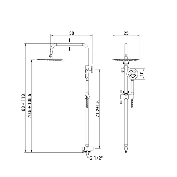 COLONNA DOCCIA POSEIDON- Nero opaco- METAF- pezzi 1