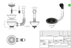 PILETTA 114 MM PER LAVELLO CON FORO 90 MM COLOR- Nero- DH- pezzi 1