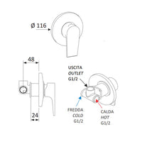 MONOCOMANDO INCASSO DOCCIA LINEA ARTIC- Nero Opaco- MARIA- pezzi 1