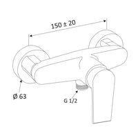 MONOCOMANDO ESTERNO DOCCIA SENZA ACCESSORI LINEA ARTIC- Nero Opaco- MARIA- pezzi 1
