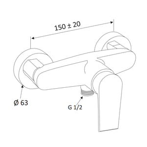 MONOCOMANDO ESTERNO DOCCIA SENZA ACCESSORI LINEA ARTIC- Nero Opaco- MARIA- pezzi 1