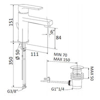 MONOCOMANDO LAVABO LINEA ARTIC- Nero Opaco- MARIA- pezzi 1
