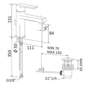 MONOCOMANDO LAVABO LINEA ARTIC- Nero Opaco- MARIA- pezzi 1