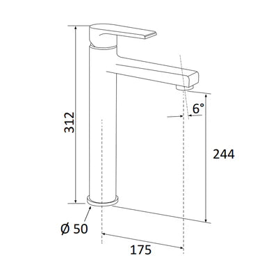 MISCELATORE MONOCOMANDO LAVABO ALTO LINEA ARTIC- Nero Opaco- MARIA- pezzi 1